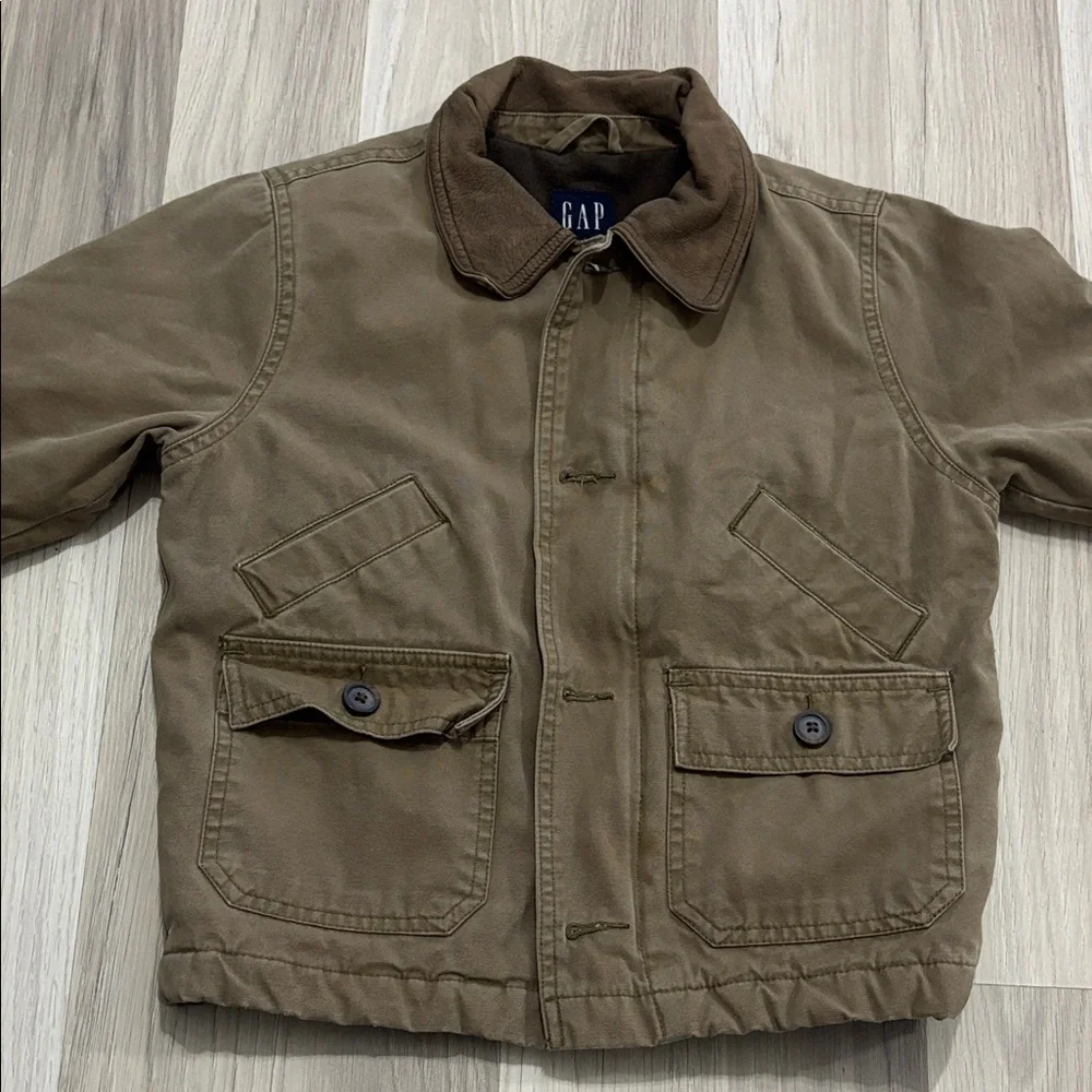 GAP Chore boys Tan Button‎ Up Canvas Barn Coat Jacket Size XXS